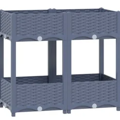 Plantningsbænke^Højbed i polypropylen med 2 hylder - Dyb og robust til haven | Størrelse: 80x40x71 cm