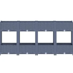 Plantningsbænke^Højbed i polypropylen med 2 hylder - Plantekasse til have og terrasse | Størrelse: 160x40x71 cm