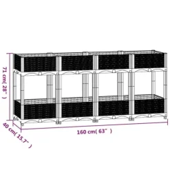 Plantningsbænke^Højbed i polypropylen med 2 hylder - Plantekasse til have og terrasse | Størrelse: 160x40x71 cm