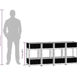 Plantningsbænke^Højbed i polypropylen med 2 hylder - Plantekasse til have og terrasse | Størrelse: 160x40x71 cm