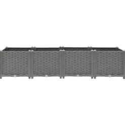 Krukker & Plantebeholdere^Højbed i polypropylen 160x40x38 cm - Slidstærkt rattanlook | Farve: Grå | Størrelse: 160x40x38 cm