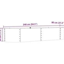 Højbed i stål - Moderne hævet plantekasse | Størrelse: 240x80x44 cm | Farve: Grøn Krukker & Plantebeholdere