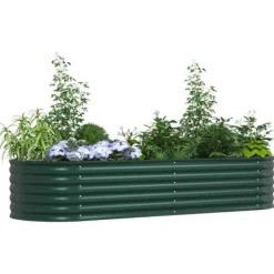 Højbed i stål - Moderne hævet plantekasse | Størrelse: 240x80x44 cm | Farve: Grøn Krukker & Plantebeholdere