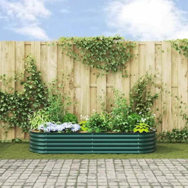 Højbed i stål - Moderne hævet plantekasse | Størrelse: 240x80x44 cm | Farve: Grøn Krukker & Plantebeholdere