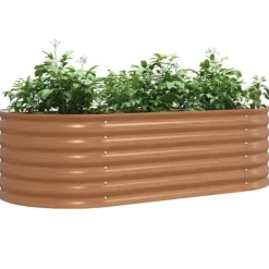 Plantningsbænke^Højbed i stål - Moderne plantekasse til haven | Størrelse: 160x80x44 cm | Farve: Brun