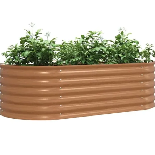 Plantningsbænke^Højbed i stål - Moderne plantekasse til haven | Størrelse: 160x80x44 cm | Farve: Brun