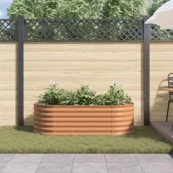 Plantningsbænke^Højbed i stål - Moderne plantekasse til haven | Størrelse: 160x80x44 cm | Farve: Brun
