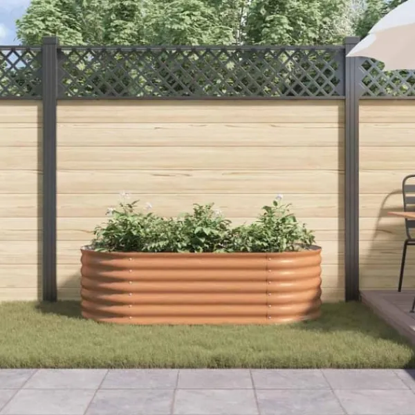 Plantningsbænke^Højbed i stål - Moderne plantekasse til haven | Størrelse: 160x80x44 cm | Farve: Brun