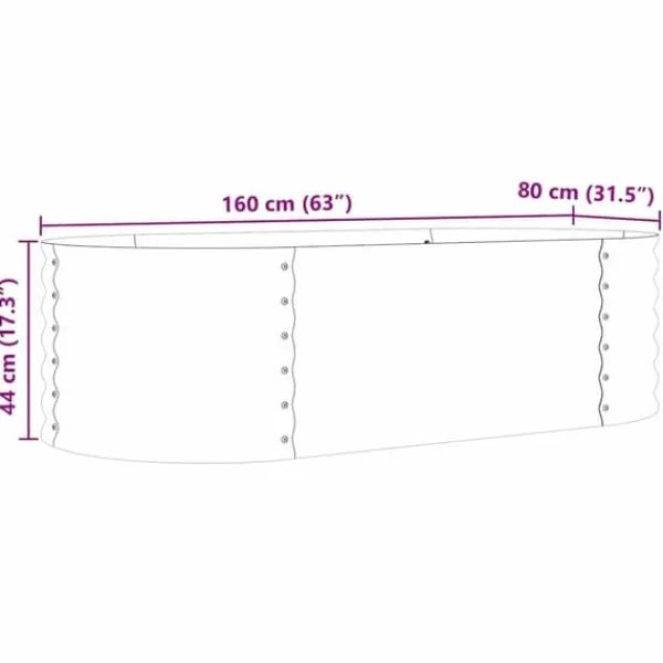 Plantningsbænke^Højbed i stål - Moderne plantekasse til haven | Størrelse: 160x80x44 cm | Farve: Brun