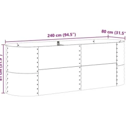 Best Højbed i stål til haven - Moderne hævet plantekasse | Størrelse: 240 x 80 x 81 cm | Farve: Brun Plantningsbænke