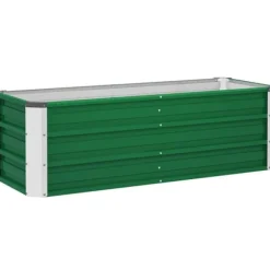 Krukker & Plantebeholdere^Højbed i stål 125x47x40 cm, grøn – plantekasse med handsker til grøntsager & blomster
