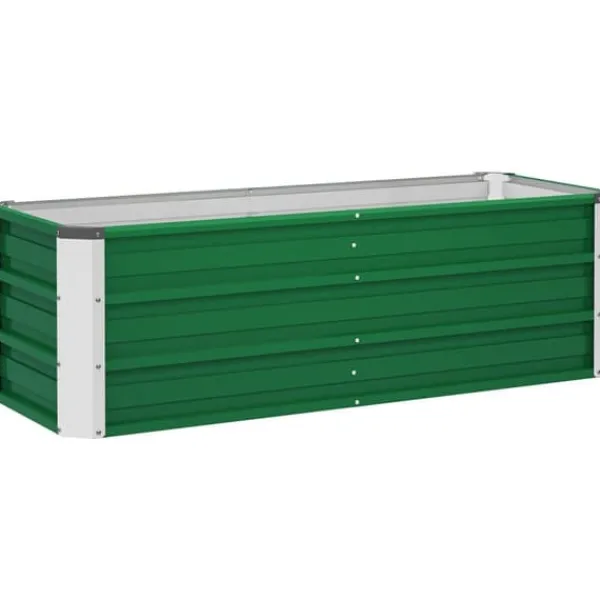 Krukker & Plantebeholdere^Højbed i stål 125x47x40 cm, grøn – plantekasse med handsker til grøntsager & blomster