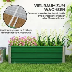 Krukker & Plantebeholdere^Højbed i stål 125x47x40 cm, grøn – plantekasse med handsker til grøntsager & blomster