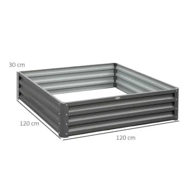 Plantningsbænke^Højbed i stål 120x120x30 cm, lysegrå – have/terrasse/altan