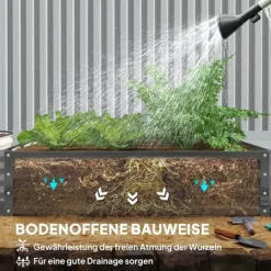 Plantningsbænke^Højbed i stål 120x120x30 cm, lysegrå – have/terrasse/altan