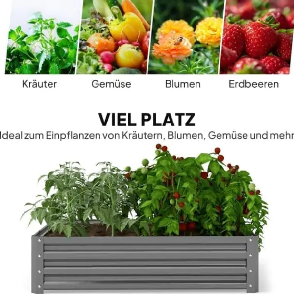 Outlet Højbed i stål 120x120x30 cm, lysegrå – have/terrasse/altan Plantningsbænke