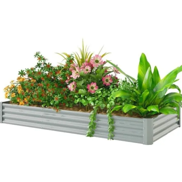 Hot Højbed i stål 240x120x30 cm med beskyttelseskant, vejrbestandig – altan/have Plantningsbænke