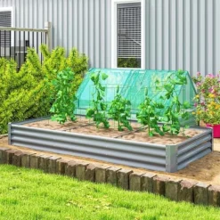 Hot Højbed i stål 240x120x30 cm med beskyttelseskant, vejrbestandig – altan/have Plantningsbænke