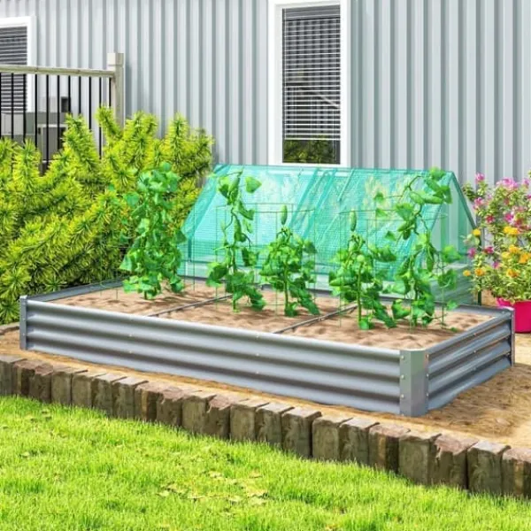 Hot Højbed i stål 240x120x30 cm med beskyttelseskant, vejrbestandig – altan/have Plantningsbænke