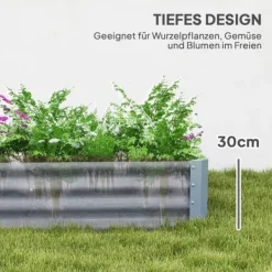 Hot Højbed i stål 240x120x30 cm med beskyttelseskant, vejrbestandig – altan/have Plantningsbænke