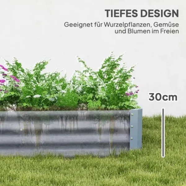 Hot Højbed i stål 240x120x30 cm med beskyttelseskant, vejrbestandig – altan/have Plantningsbænke