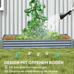 Hot Højbed i stål 240x120x30 cm med beskyttelseskant, vejrbestandig – altan/have Plantningsbænke