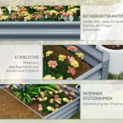 Hot Højbed i stål 240x120x30 cm med beskyttelseskant, vejrbestandig – altan/have Plantningsbænke