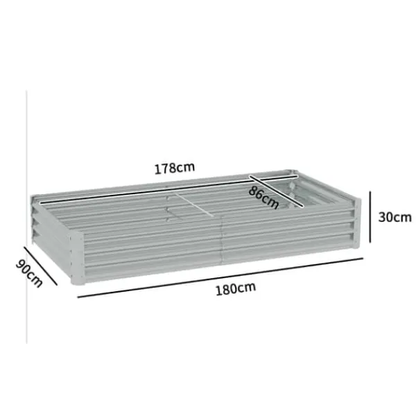 Hot Højbed i stål 180x90x30 cm med beskyttelseskant, vejrbestandig – altan/have Plantningsbænke