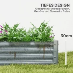 Hot Højbed i stål 180x90x30 cm med beskyttelseskant, vejrbestandig – altan/have Plantningsbænke