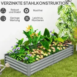 Hot Højbed i stål 180x90x30 cm med beskyttelseskant, vejrbestandig – altan/have Plantningsbænke