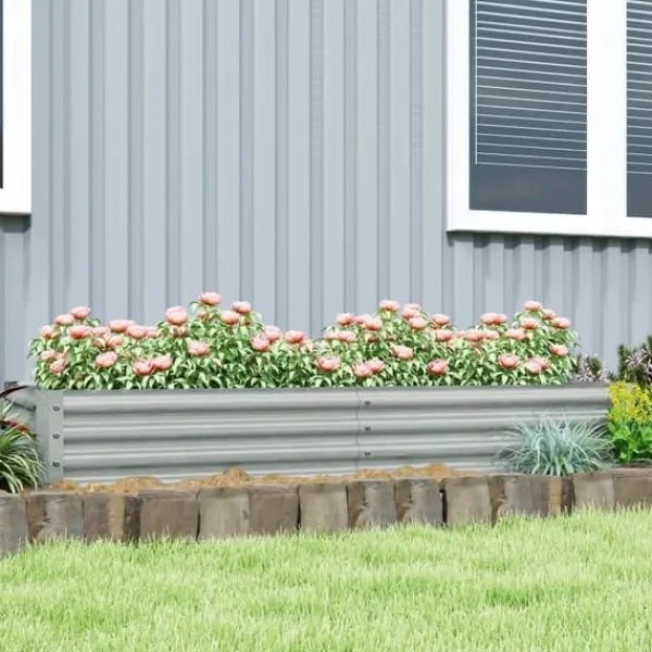 Hot Højbed i stål 180x90x30 cm med beskyttelseskant, vejrbestandig – altan/have Plantningsbænke