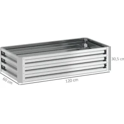 Plantningsbænke^Højbed i stål 120x60x30,5 cm, rustfri & vejrbestandig – altan/have