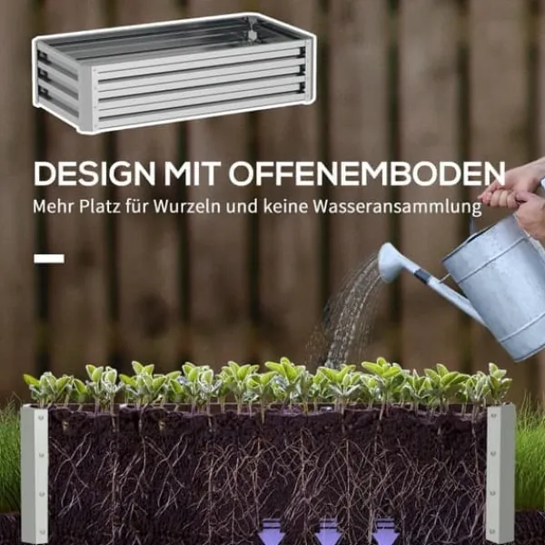 Plantningsbænke^Højbed i stål 120x60x30,5 cm, rustfri & vejrbestandig – altan/have