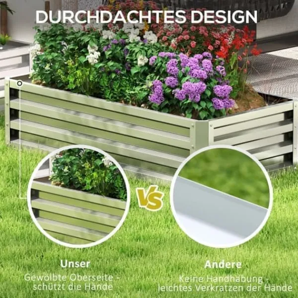 Plantningsbænke^Højbed i stål 120x60x30,5 cm, rustfri & vejrbestandig – altan/have
