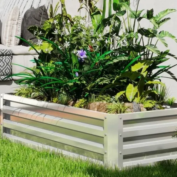 Plantningsbænke^Højbed i stål 120x60x30,5 cm, rustfri & vejrbestandig – altan/have