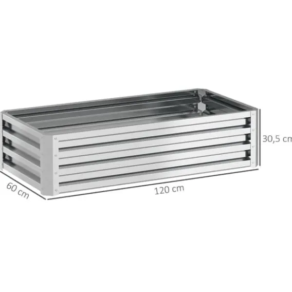 Plantningsbænke^Højbed i stål 120x60x30,5 cm, rustfri & vejrbestandig – altan/have
