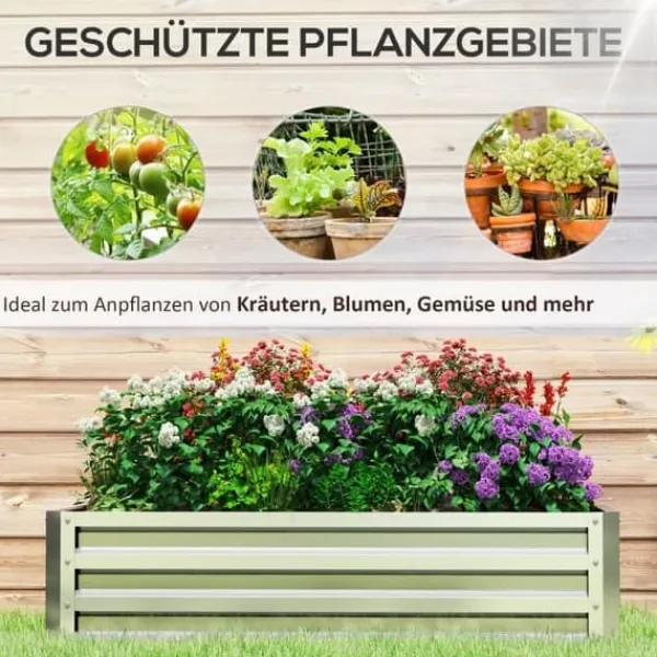Plantningsbænke^Højbed i stål 120x60x30,5 cm, rustfri & vejrbestandig – altan/have