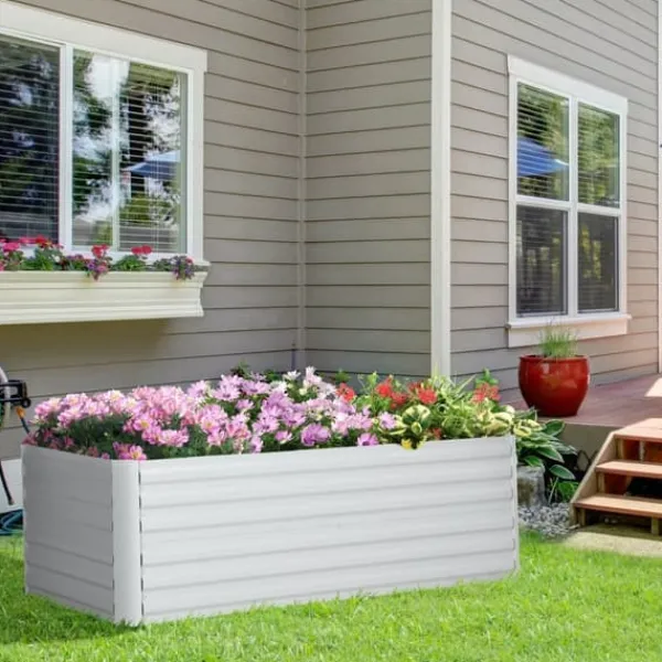 Plantningsbænke^Højbed i stål 180x90x60 cm, stabelbar/sammenkoblingsbar – blomster & planter