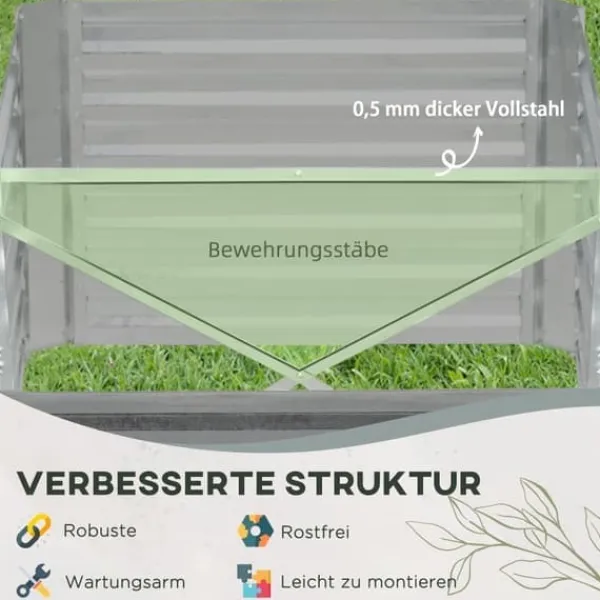Plantningsbænke^Højbed i stål 180x90x60 cm, stabelbar/sammenkoblingsbar – blomster & planter