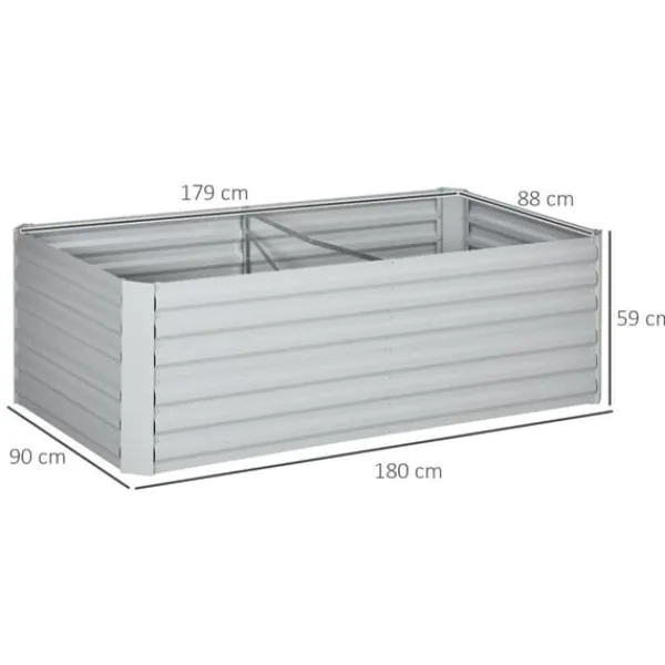 Plantningsbænke^Højbed i stål 180x90x60 cm, stabelbar/sammenkoblingsbar – blomster & planter