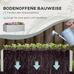 Plantningsbænke^Højbed i stål 180x90x60 cm, stabelbar/sammenkoblingsbar – blomster & planter