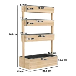 Plantningsbænke^Højbed i træ 4 niveauer med drænhuller 88,5x45x140 cm – altan & have