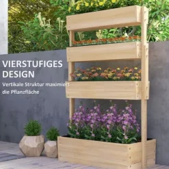 Plantningsbænke^Højbed i træ 4 niveauer med drænhuller 88,5x45x140 cm – altan & have