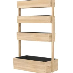 Best Højbed i træ 4 niveauer med drænhuller 88,5x45x140 cm – altan & have Plantningsbænke