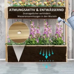 Best Højbed i træ 4 niveauer med drænhuller 88,5x45x140 cm – altan & have Plantningsbænke