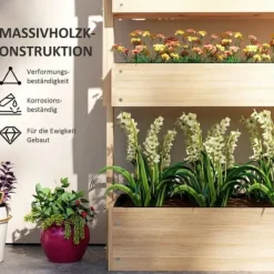 Best Højbed i træ 4 niveauer med drænhuller 88,5x45x140 cm – altan & have Plantningsbænke