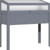 Drivhus^Højbed i træ med drivhus 120x54x112/122 cm, polykarbonat, grå – til tomater & grøntsager