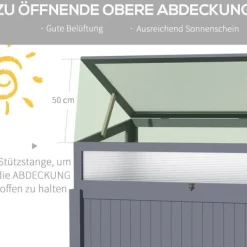 Drivhus^Højbed i træ med drivhus 120x54x112/122 cm, polykarbonat, grå – til tomater & grøntsager