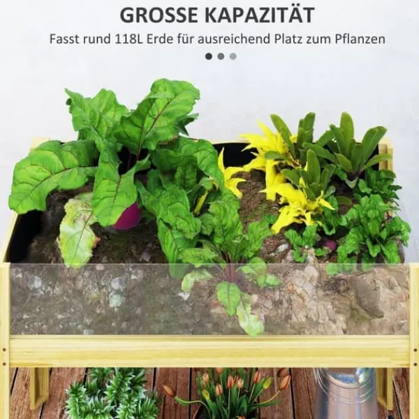 Plantningsbænke^Højbed i træ 110x50x80 cm med akrylpaneler & dræn – vejrbestandig