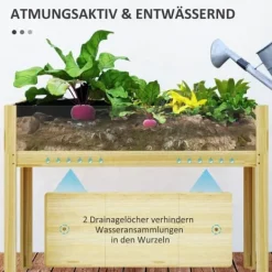 Plantningsbænke^Højbed i træ 110x50x80 cm med akrylpaneler & dræn – vejrbestandig